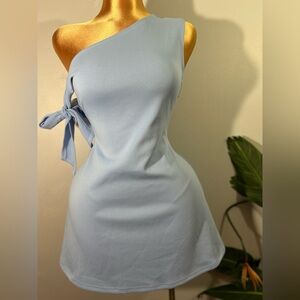 SHEIN One-Shoulder Light Blue Dress
